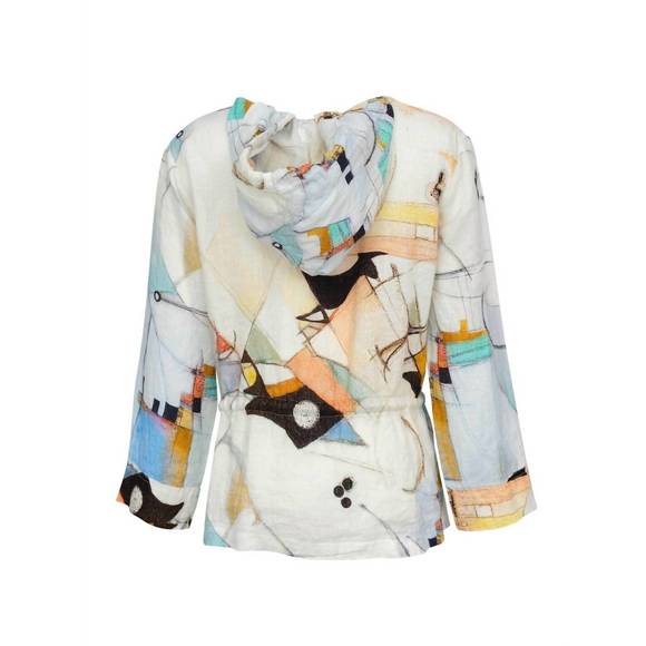 NEW DOLCEZZA women's untitled 9 linen jacket in multi - Picture 3 of 5